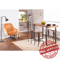 Lumisource T36-ODESA BK+BN Odessa Industrial Counter Table in Black Metal and Brown Wood-Pressed Grain Bamboo 